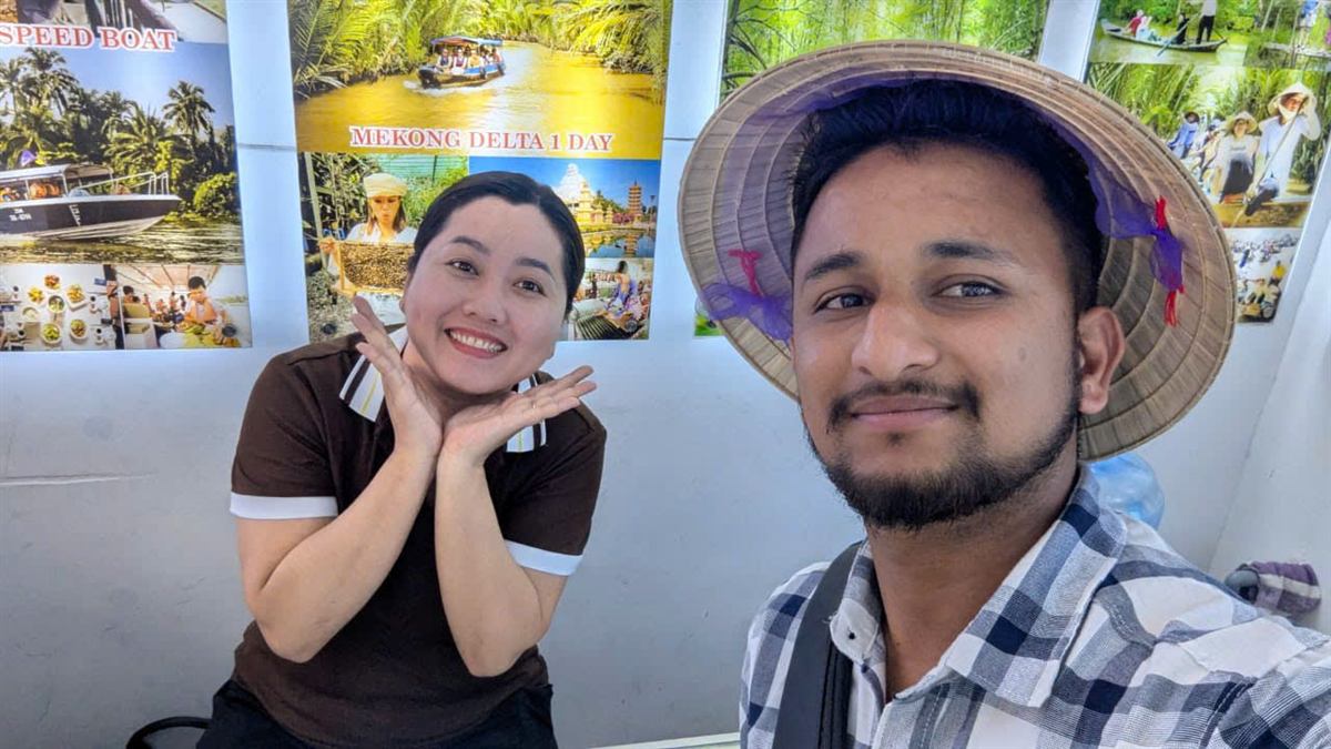 A guest with our staff at the office